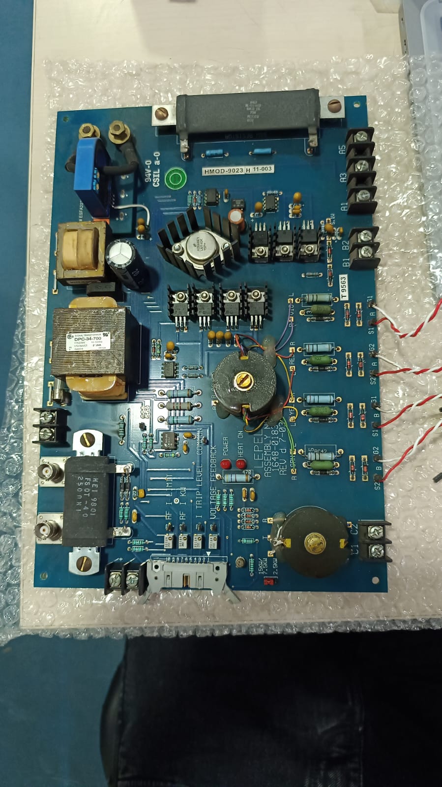 Lepel HMOD-9023 induction heating control PCB under repair at E-Scedar workshop